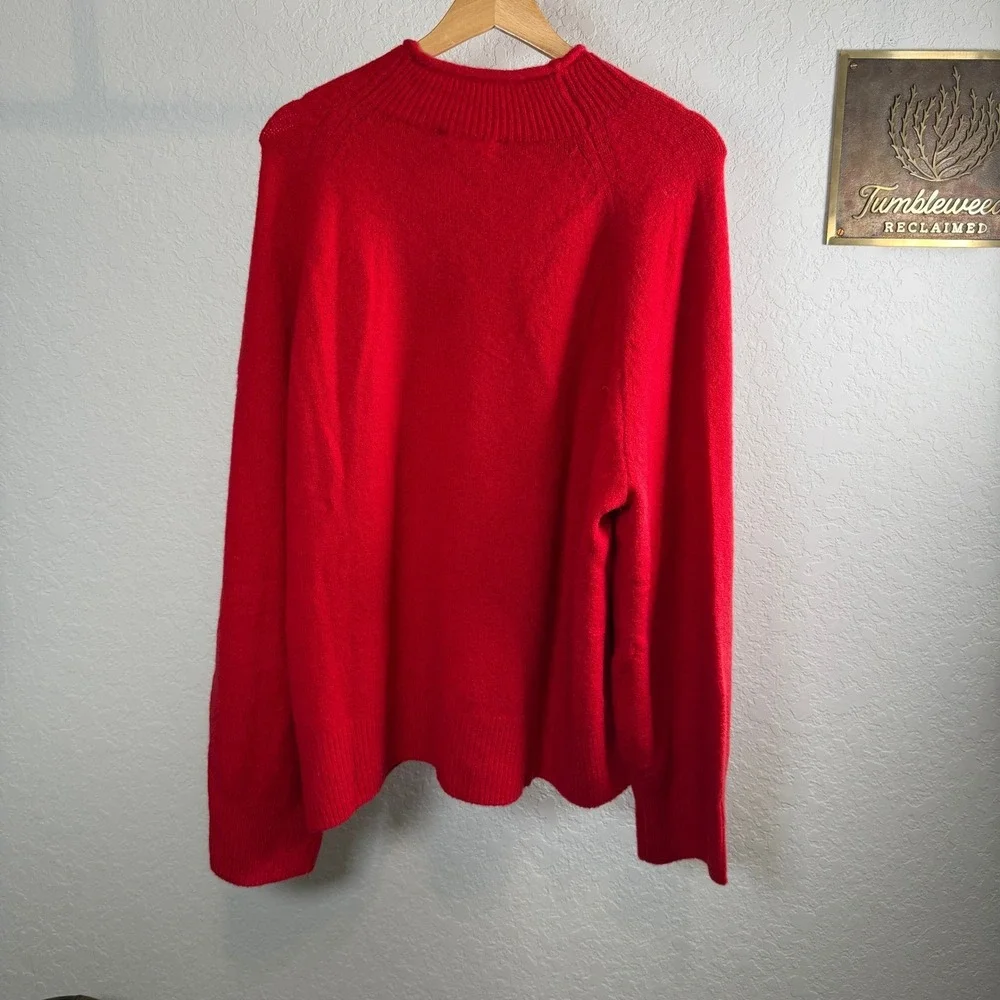 J Crew Red Mock Neck Merino Wool Blend‎ Sweater XXL